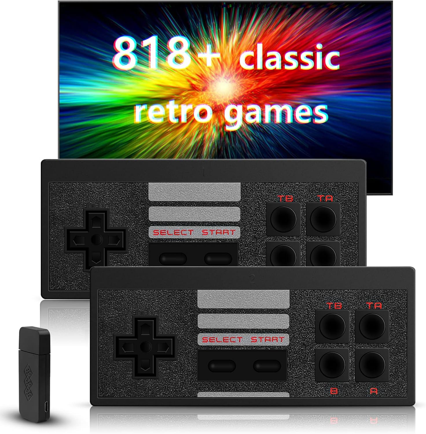 Retro Video Game Console with 818 Classic HD Video Games, Wireless Controller, HDMI E5457