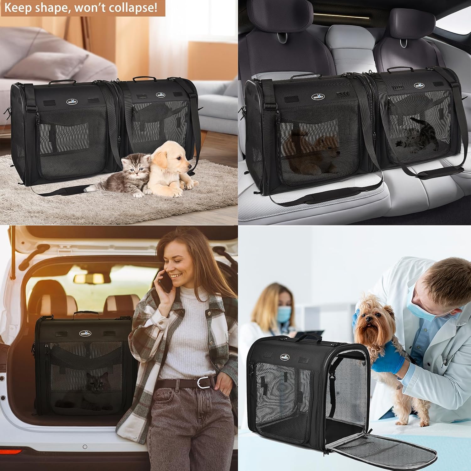 2-in-1 Pet Carrier for Small Dogs Cats Double Cat Carrier with Litter Box P362375