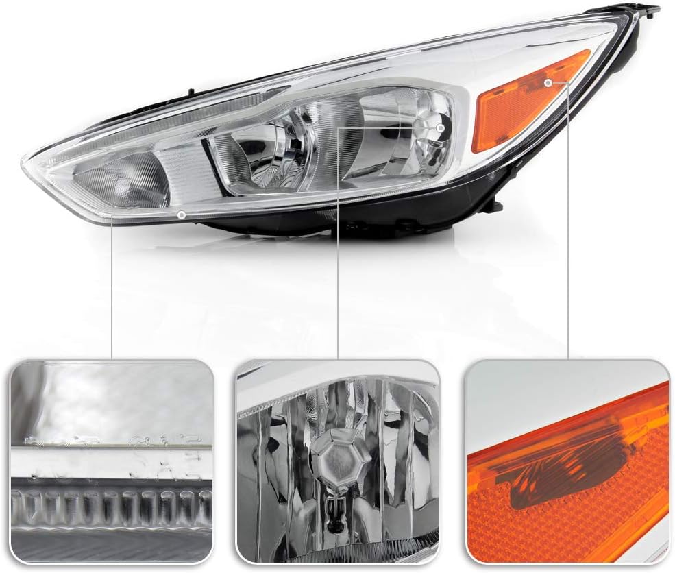 Chrome Housing Headlights Headlamps Assembly Pair Y456