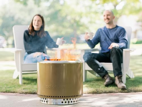 Bronze 19.5 Inch Stainless Steel Smokeless Fire Pit with Stand and Removable Ash Pan H644525