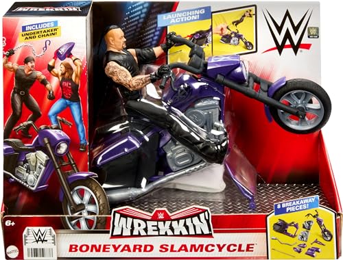WWE Wrekkin' Slamcycle Vehicle & Figure Playset with Toy Motorcycle & Undertaker 6-inch Collectible K2827