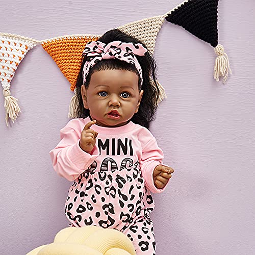 22.8 Inch Soft Body African American Reborn Baby Doll X163