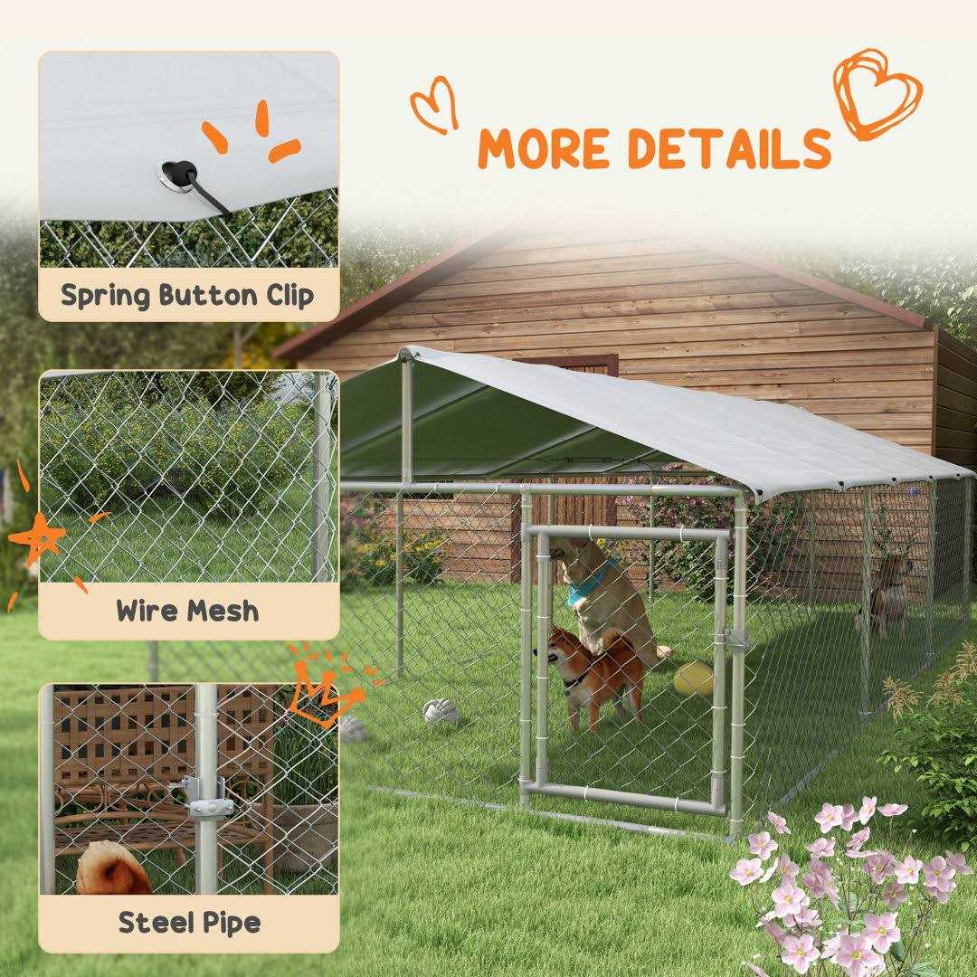 Dog Kennel Outdoor Large-Sized Dogs with Waterproof UV Resistant Roof H427