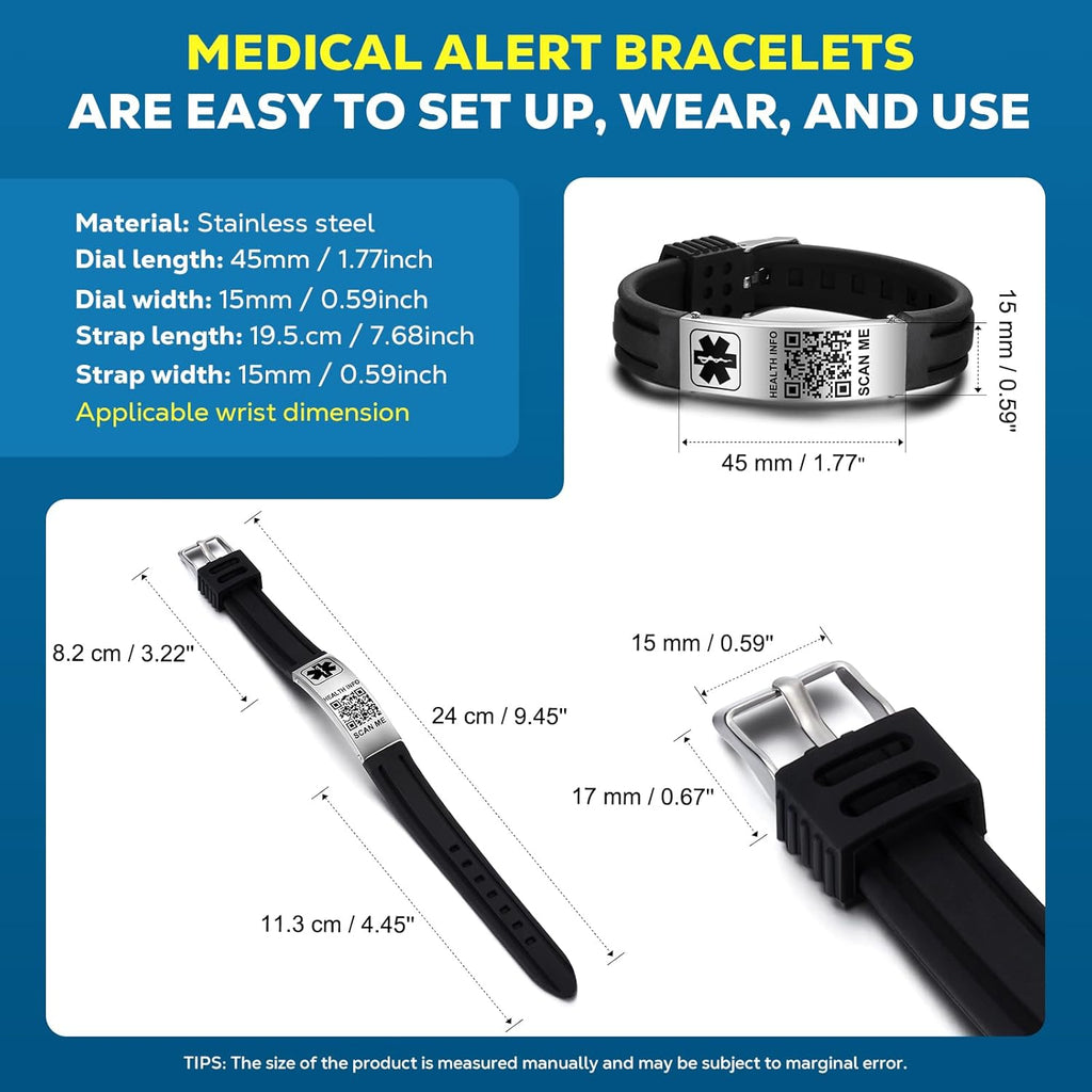 Silicone Waterproof Medical Alert ID Bracelet Y343068