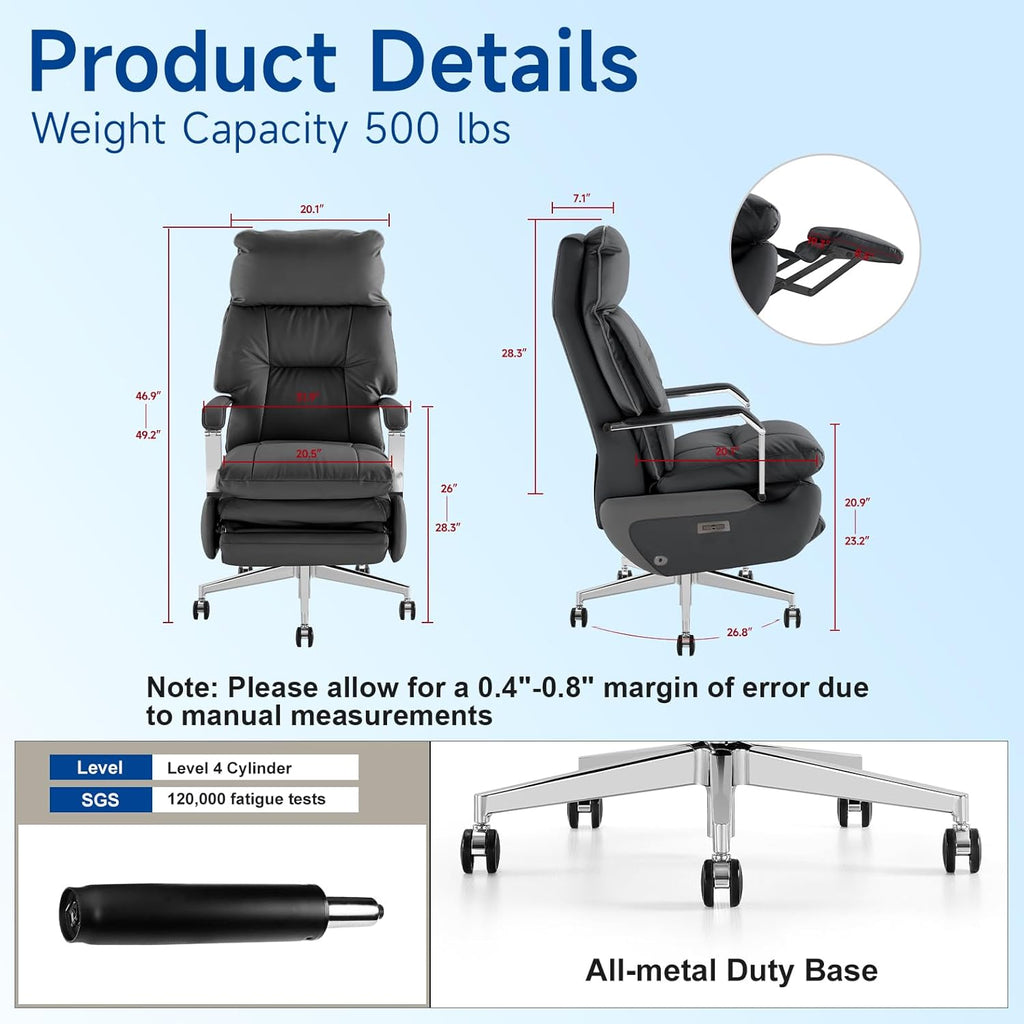 Black Leather Ergonomic High Back Office Chair with Footrest V6666