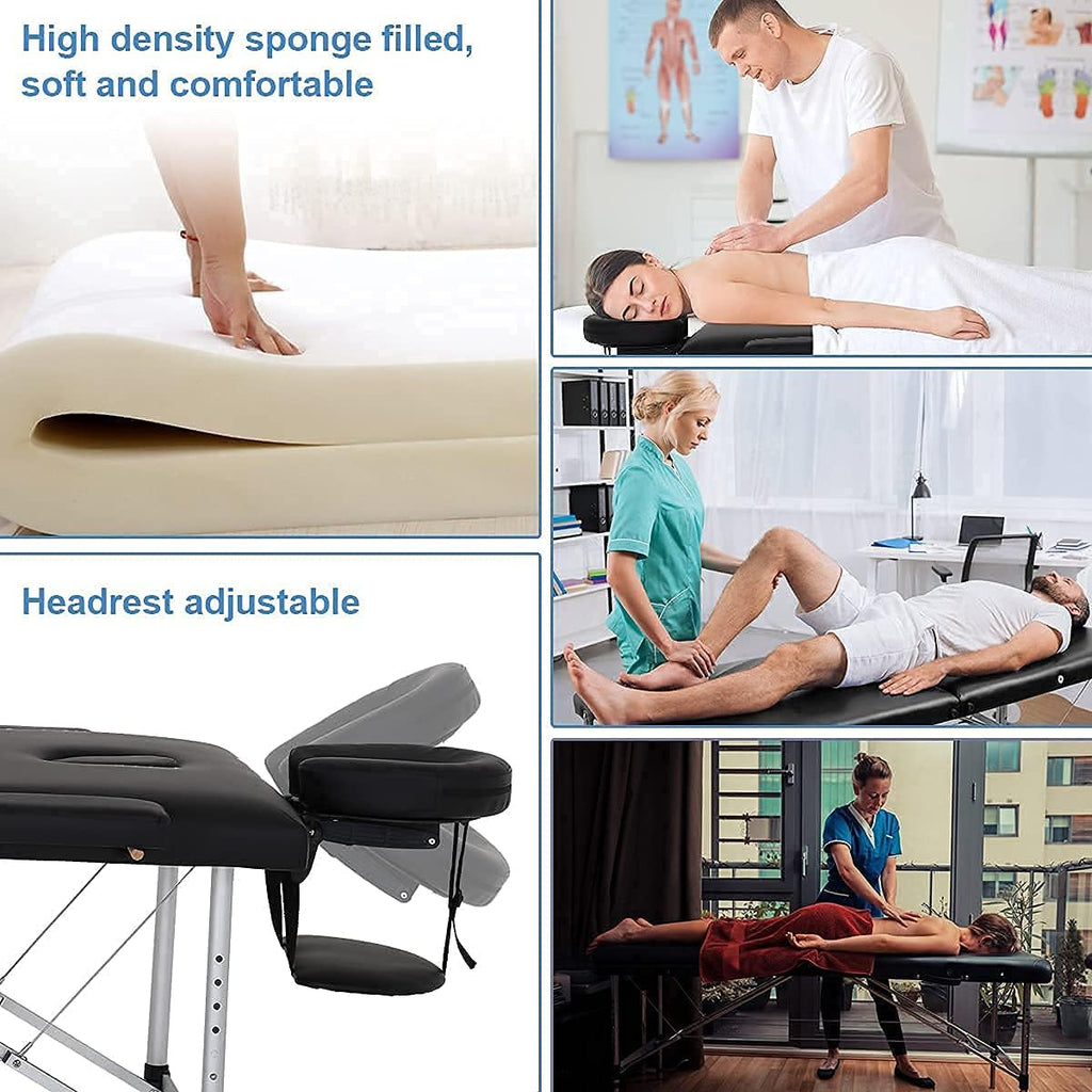 Black 73 Inch Portable Aluminium Massage Table with Armrest P105713