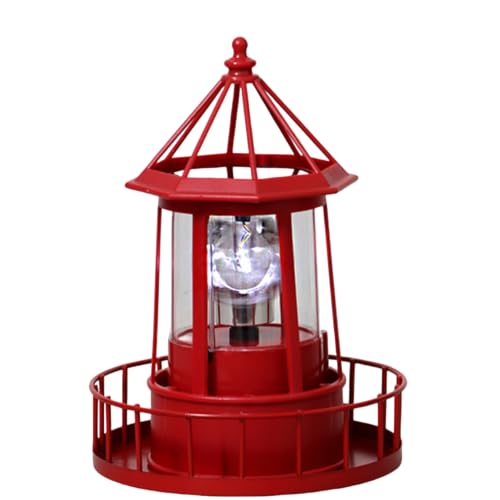 Red Rotating Solar Lighthouse Light, IP65 Waterproof L9346