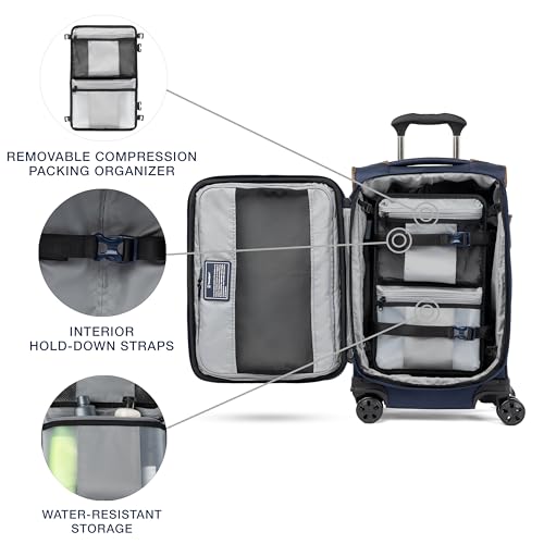 Lightweight Softside Expandable Carry on Luggage, 8 Wheel Spinner Suitcase, Compact Carry On 20-Inch, Patriot Blue N351