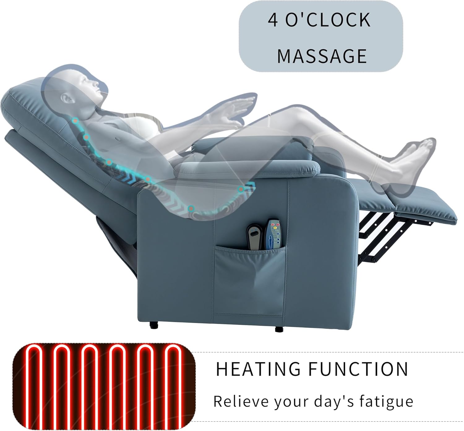 Heavy Duty Electric Recliner with Adjustable Heated Massage B394573