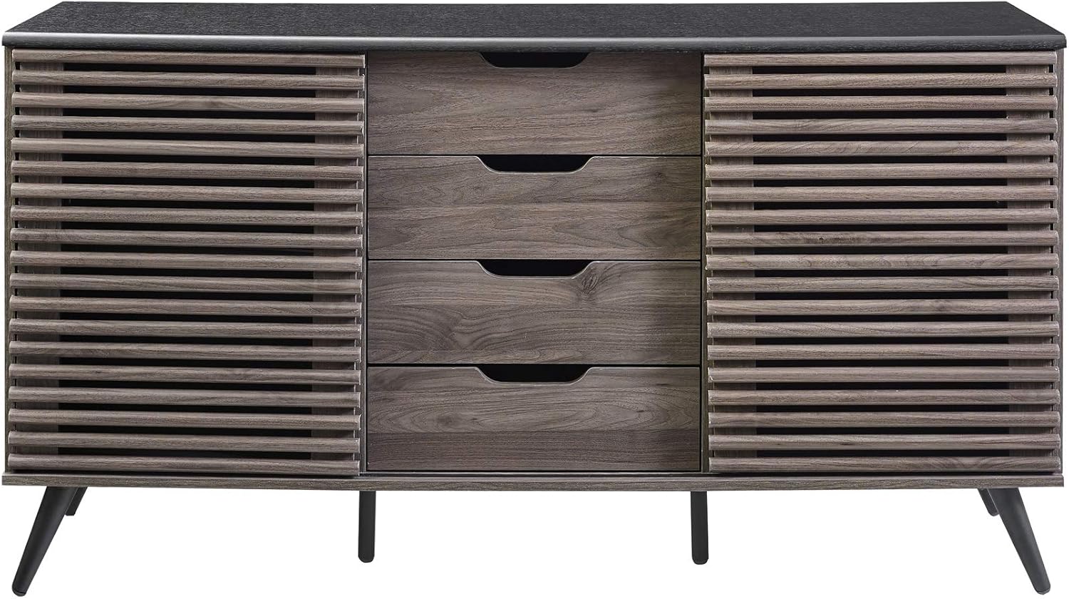Black and Slate Grey 4 Drawer Wood Cabinet K7943