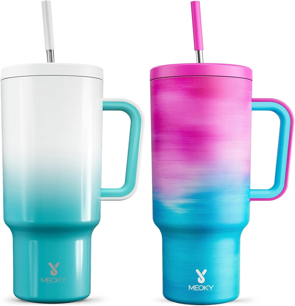 40oz Tumbler with Handle, 2 Pack, Insulated Stainless Steel Travel Mug O4496