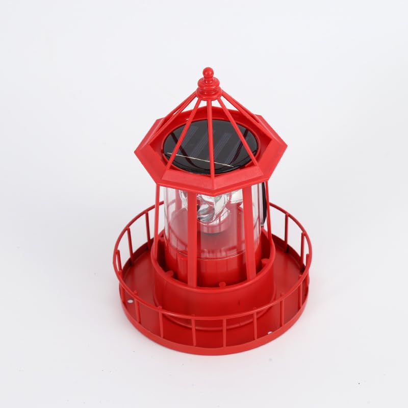Red Rotating Solar Lighthouse Light, IP65 Waterproof L9346