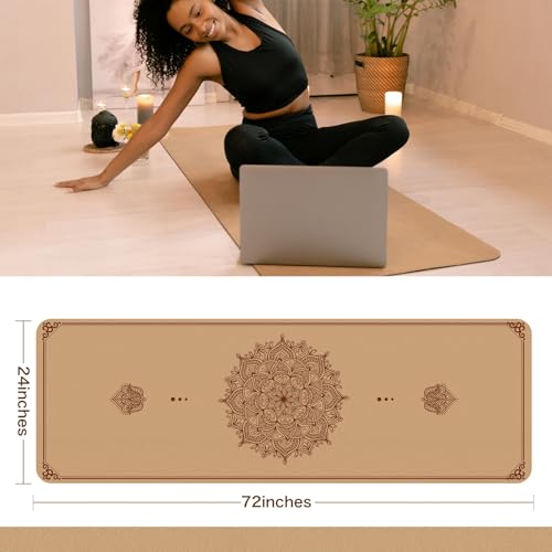 Cork Yoga Mat Non Slip Thick 72" x 24" x 5mm I21445