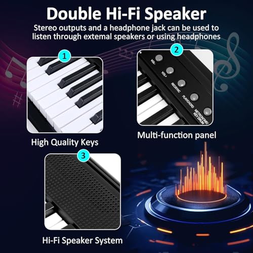 88 Key Semi Weighted Digital Piano with Sustain Pedal, Stand, Carrying Case, Headphones L99838