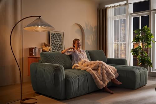 Modular Sectional Sleeper Sofa with Storage, Convertible 3 Seat L Shape Couch with Reversible Chaise, Corduroy Sleeper Couch with Pullout Bed (Light Grey) P44013