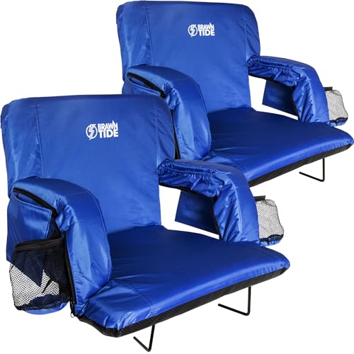 Stadium Seat with Back Support, Thick Padding, 2 Steel Bleacher Hooks, 4 Pockets, 2 Cup Holders Z83437