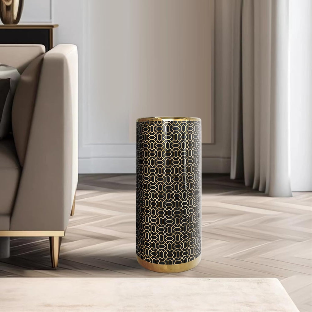 Black Gold Ceramic Umbrella Stand B325