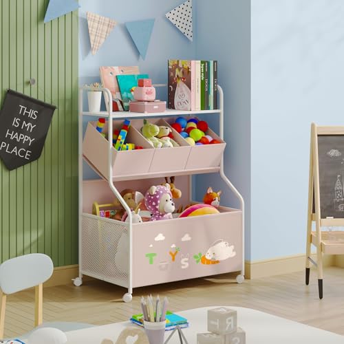 White 3-Tier Toy Storage Organizer with Wheels X272360