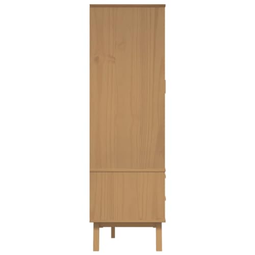 Solid Wood Wardrobe Armoire Closet with 2 Drawers, Gray and Brown 30.1"x20.9"x67.7" U815512