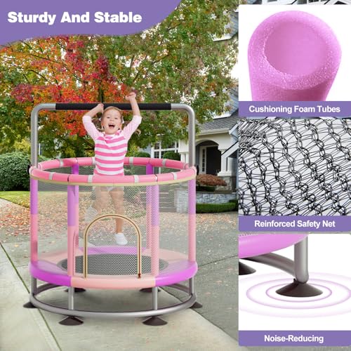 60" Round Baby Toddler Trampoline with Enclosure Net E3524