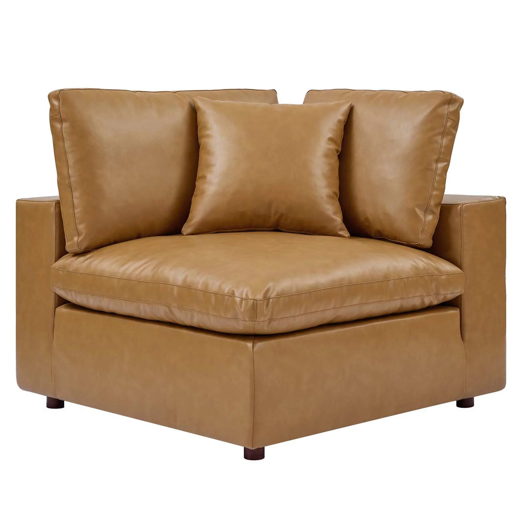 Tan Vegan Leather 4-Piece Sectional Sofa B39292