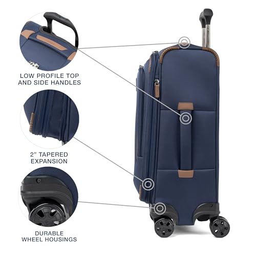 Lightweight Softside Expandable Carry on Luggage, 8 Wheel Spinner Suitcase, Compact Carry On 20-Inch, Patriot Blue N351