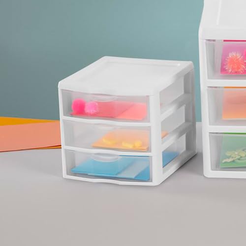 6-Pack White Plastic 3-Drawer Cart D3551
