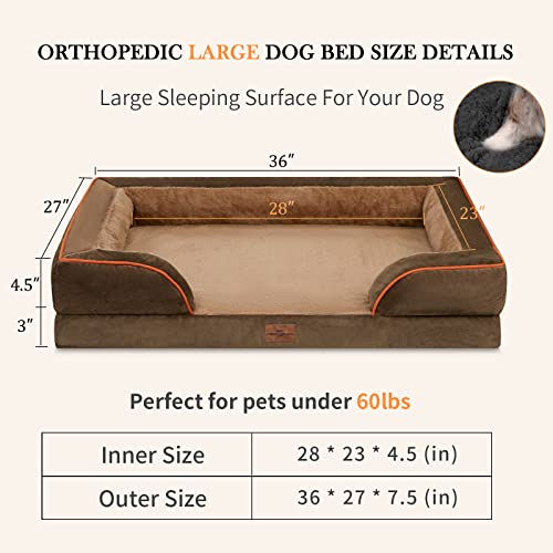 Jumbo Waterproof Orthopedic Memory Foam Dog Bed with Bolster and Removable Cover M131