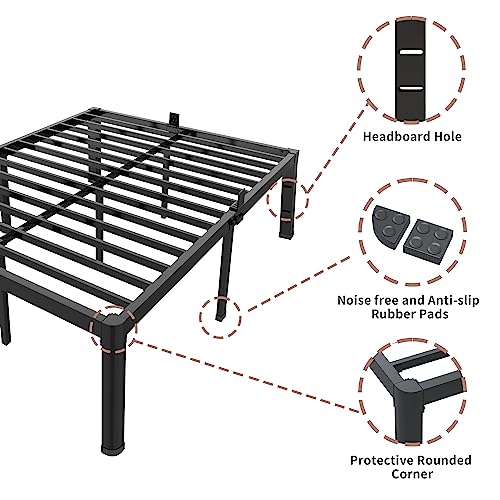 12 inch California King Size Metal Bed Frame with Headboard Hole N1387