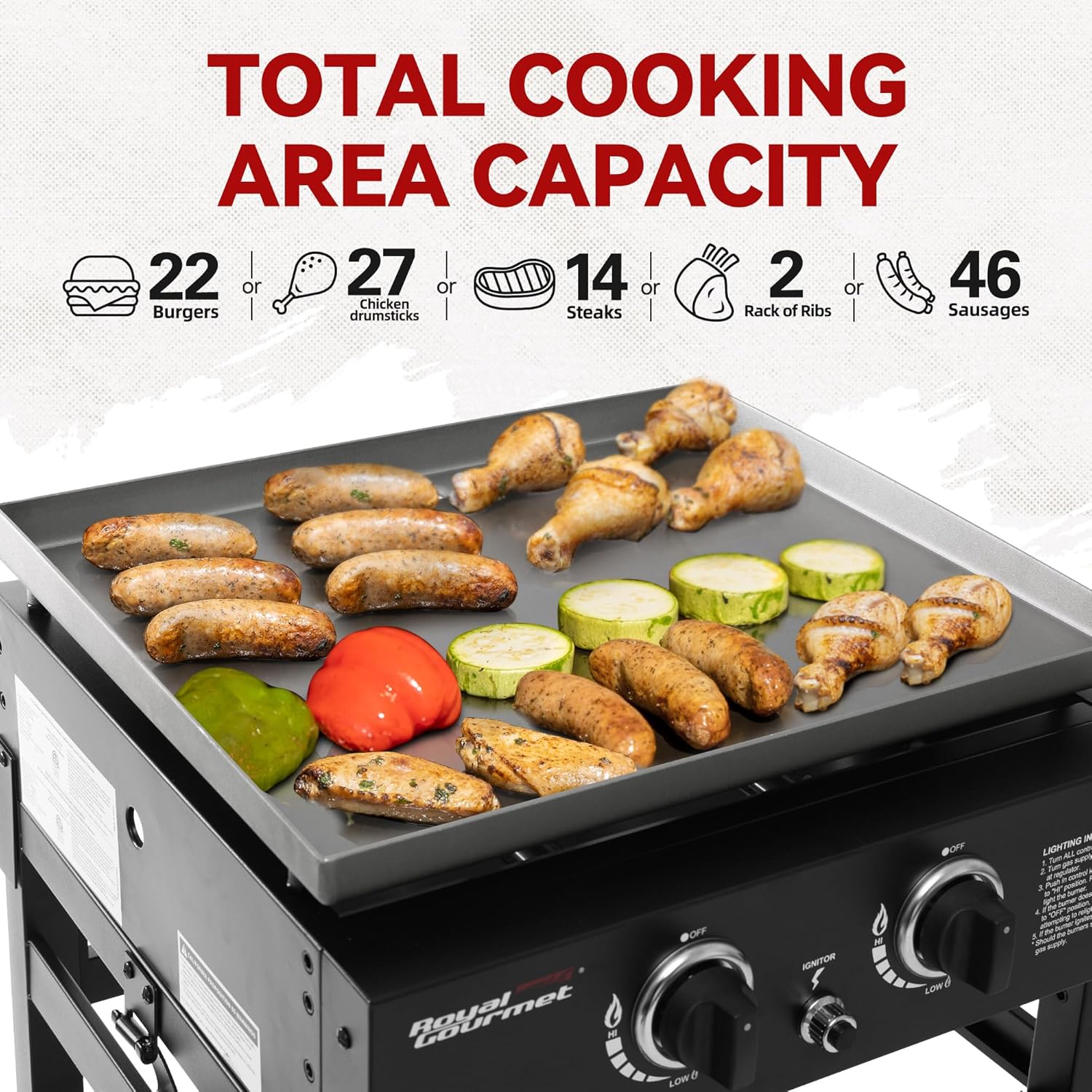 Black 2-Burner Propane Gas Griddle with 450 Sq. In. Cooking Area U3854