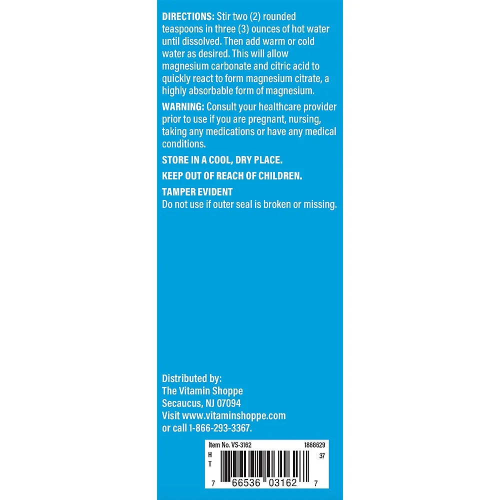 Magnesium Mineral Powder 325mg Raspberry Lemon 8 Ounces Powder C2038