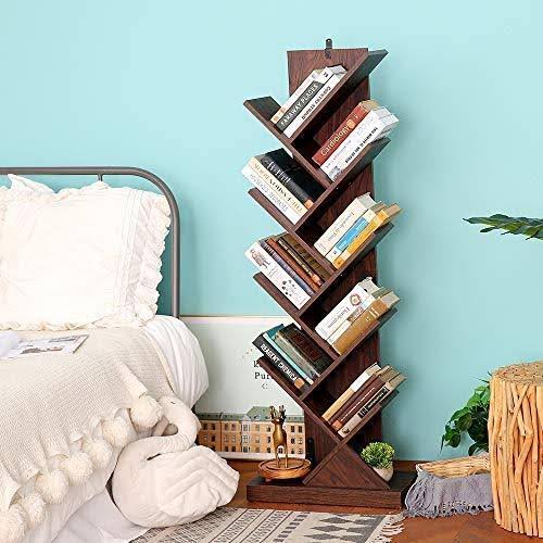 9-Shelf Tree Bookcase Wood Bookshelves H9886