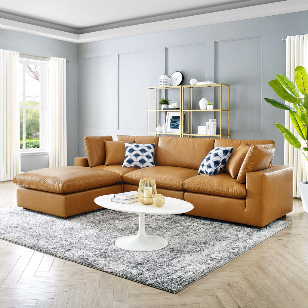 Tan Vegan Leather 4-Piece Sectional Sofa B39292