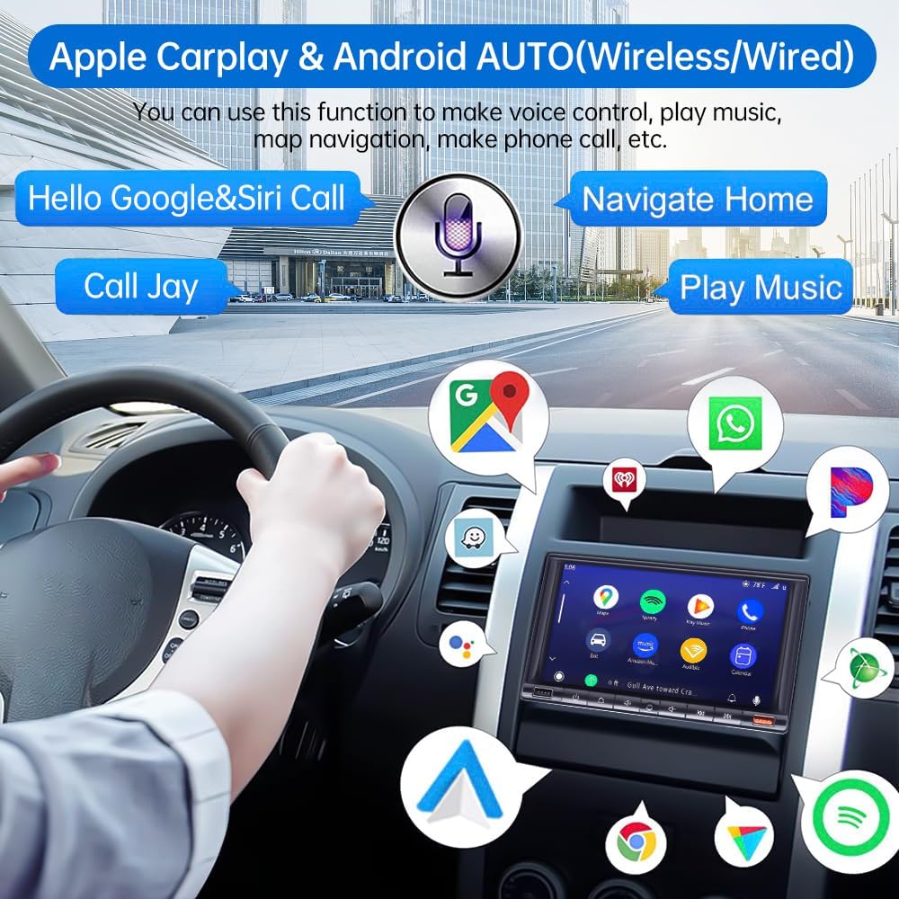 7 Inch Double Din Car Stereo with HD Touch Screen Bluetooth 5.2 B748908