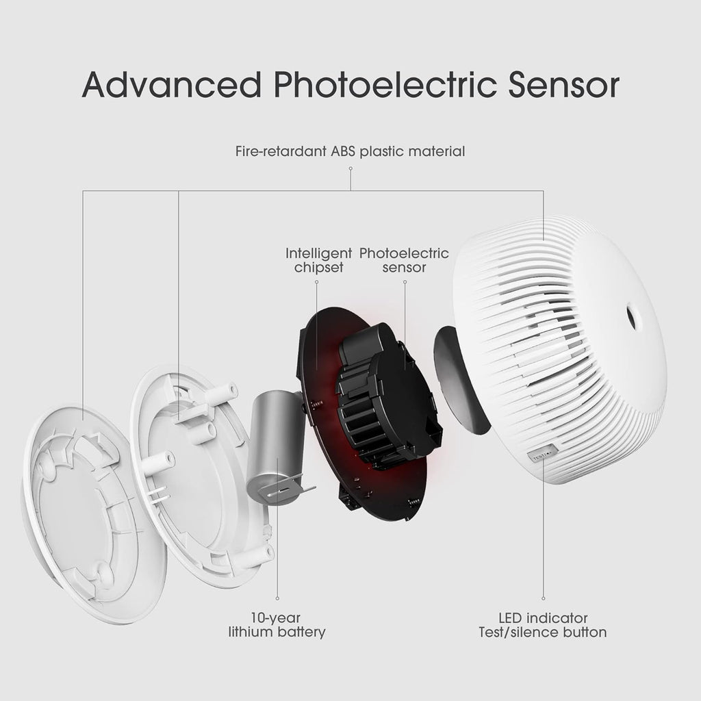 10-Year Battery Smoke Detector with Photoelectric Sensor, Pack of 2 V3821