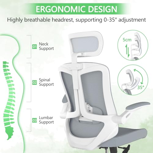 White+Khaki Mesh High Back Office Chair with Wheels M958