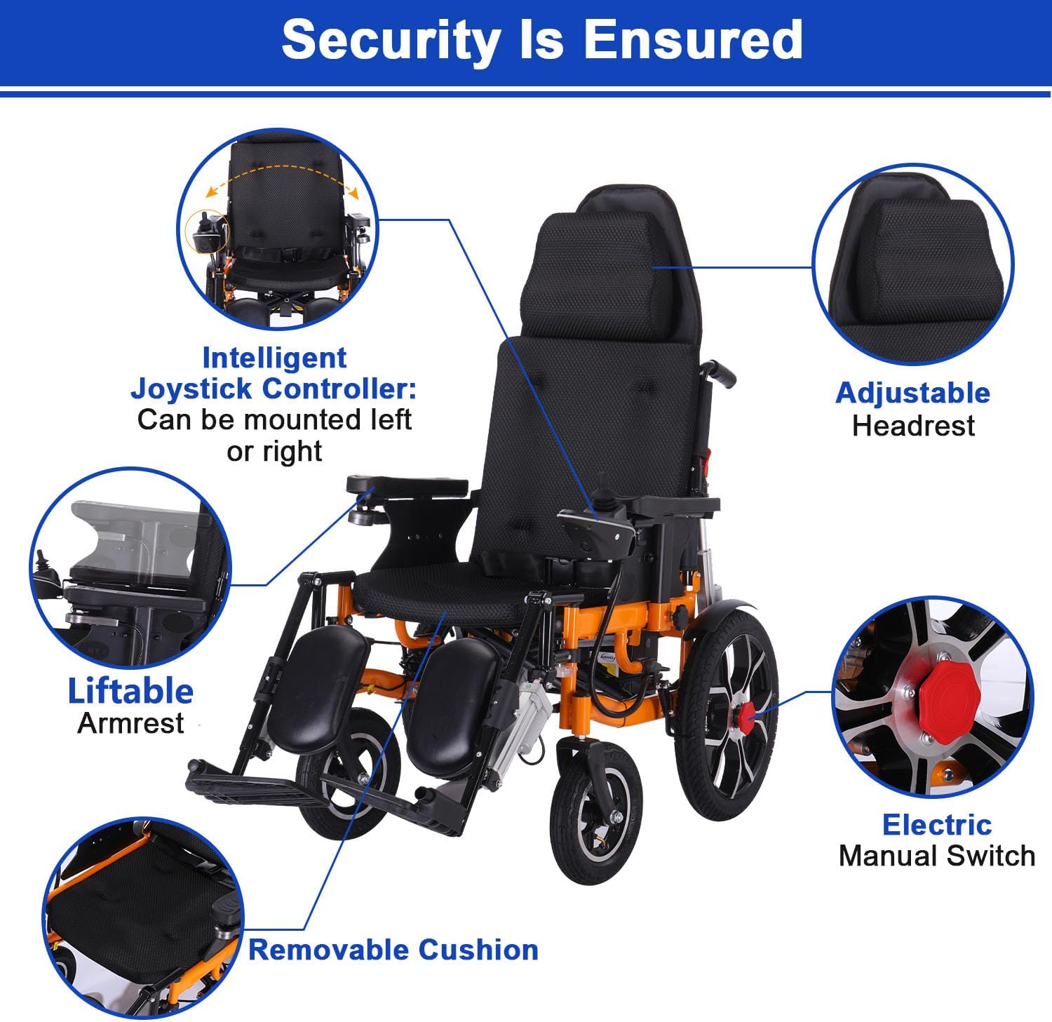Lightweight Foldable Electric Wheelchair with Headrest S341