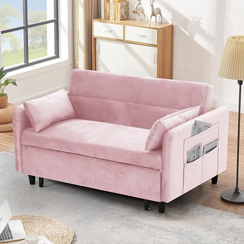 54" Velvet Sleeper Sofa with Two Pillows U787