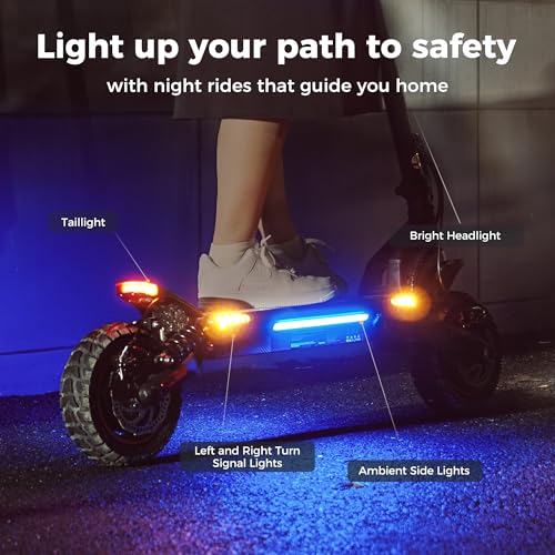Electric Scooter with 50 Miles Long Range, 38 MPH Top Speed, 12" Offroad Pneumatic Tire E901