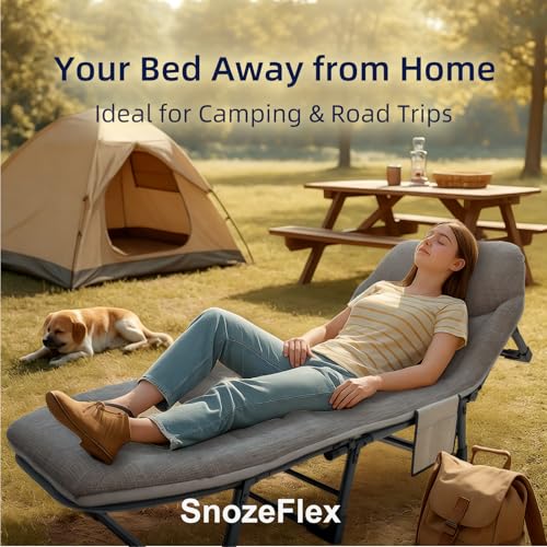 Gray Folding Camping Cot with Mattress W214