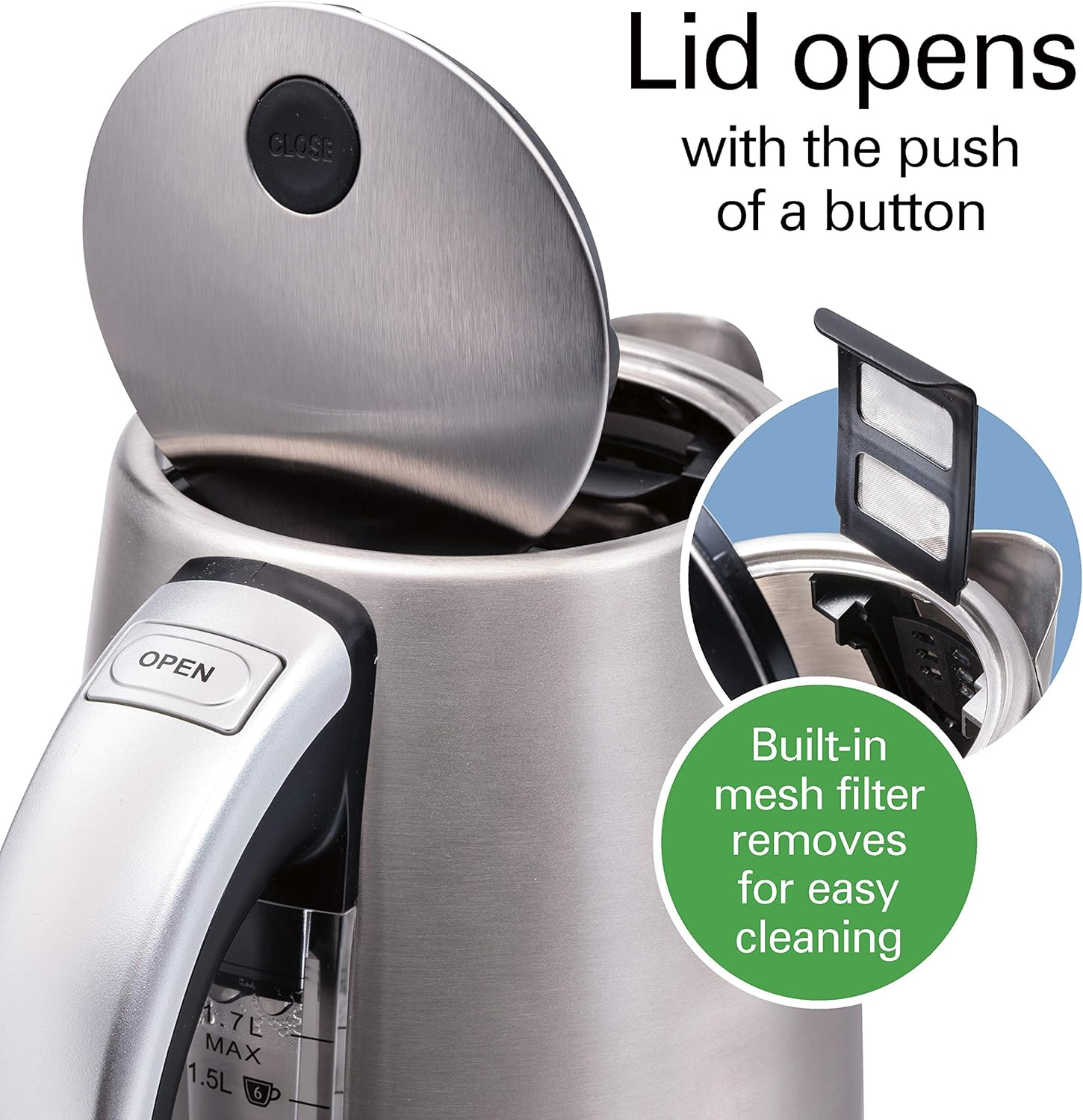 1.7 Liter 1500 Watts Cordless Electric Tea Kettle B4222