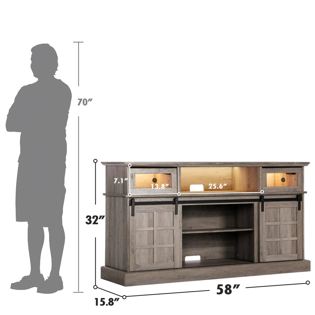 Gray TV Stand with Storage Cabinet Y88849