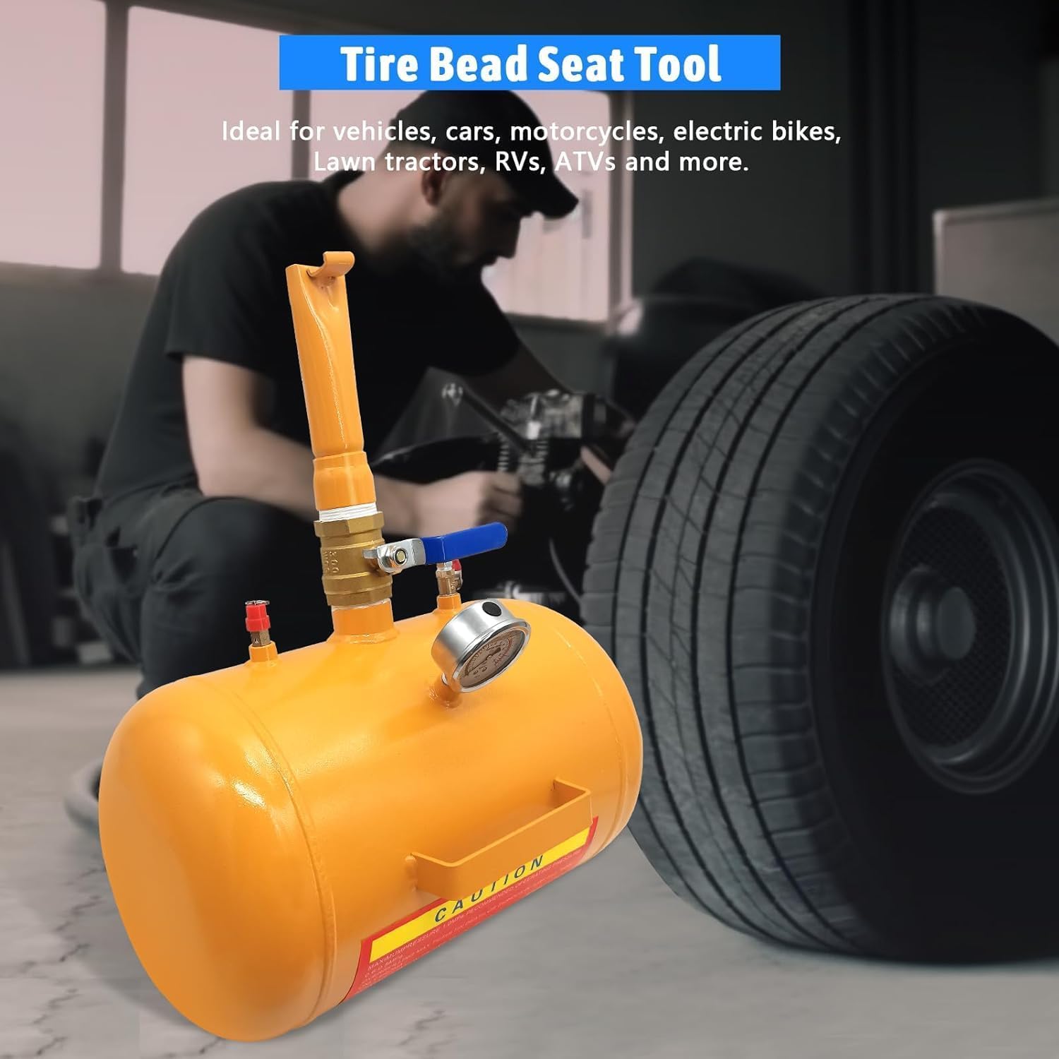 5 Gallon Air Tire Bead Blaster Seater with Pressure Gauge & Handle, 145PSI Operating Pressure D245550