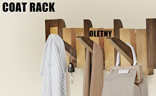 Wood Coat Rack Wall Mount with 6 Flip-Down Magnetic Hooks T319089