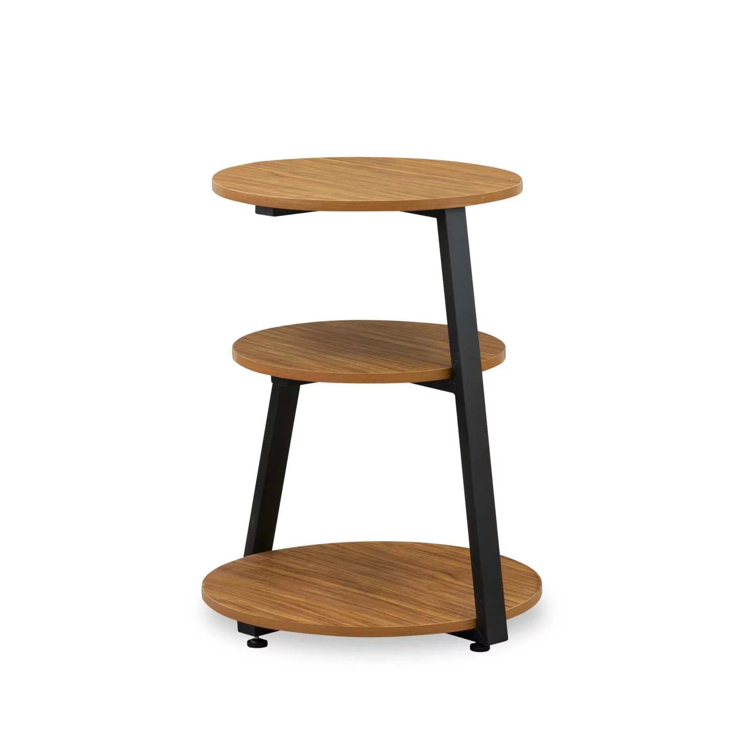 Round Wooden and Metal End Table in Black/Oak A29452