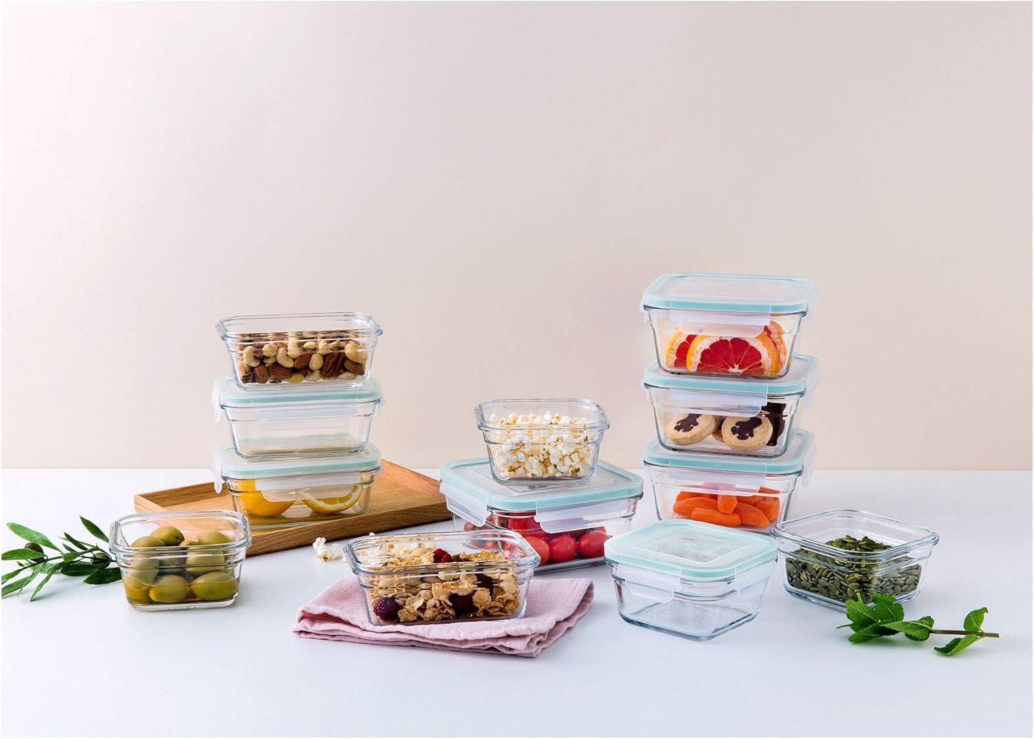 24 Piece Oven Microwave Safe Glass Food Storage Containers Set with Lids K472