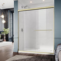 60 in. W x 72 in. H Double Sliding Semi-Frameless Shower Door, 1/4" Clear Tempered Glass, Brushed Gold Finish X95852