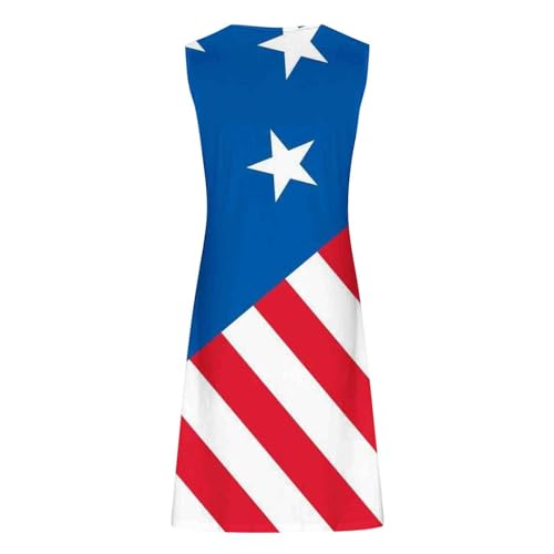 Casual American Flag Sleeveless Tank Dress P9654