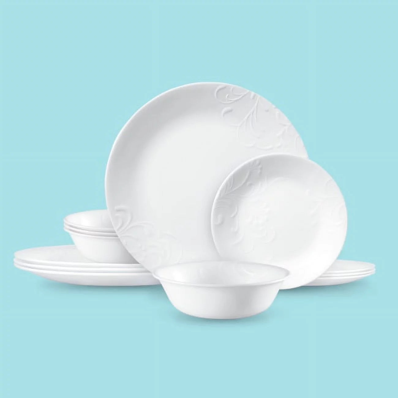 12 Piece White Dinnerware Set Y5575