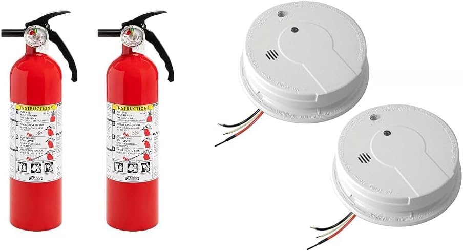 2-Pack Fire Extinguisher and Smoke Detector Bundle with 1-A:10-B:C Dry Chemical Extinguisher B40655